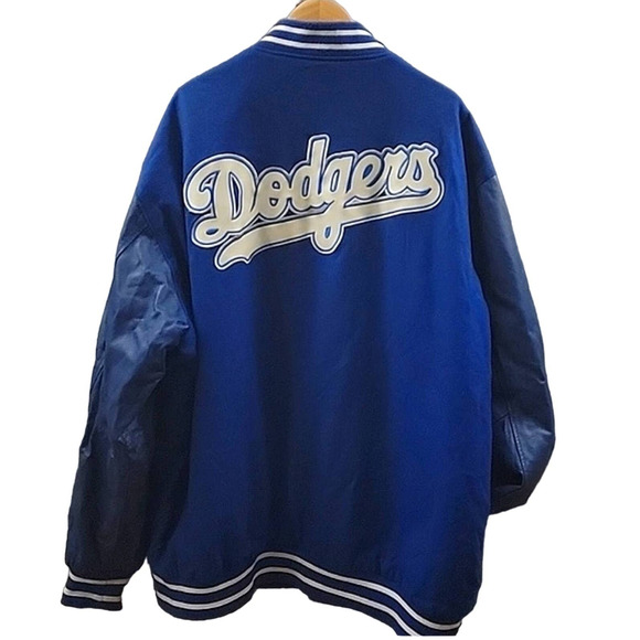 VTG JH Design Wool & Leather  LA Dodgers Bomber Jacket blue /white Men's  5XL - Picture 1 of 11